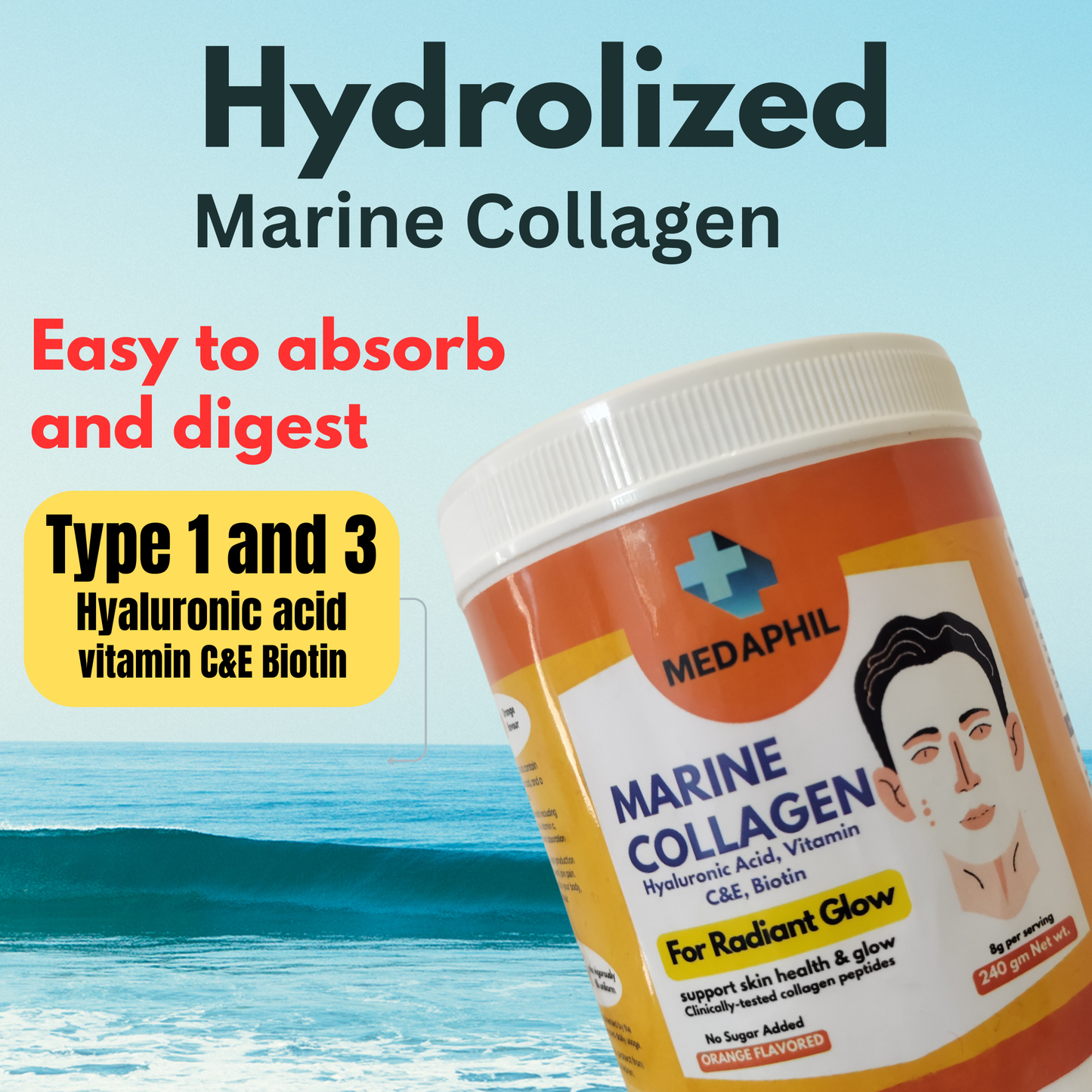 Medaphil Hydrolyzed Marine Collagen Supplement 240 g✔️